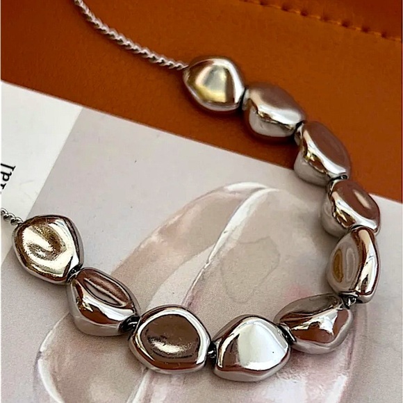 Sterling Silver Irregular Beaded Necklace - Picture 9 of 12